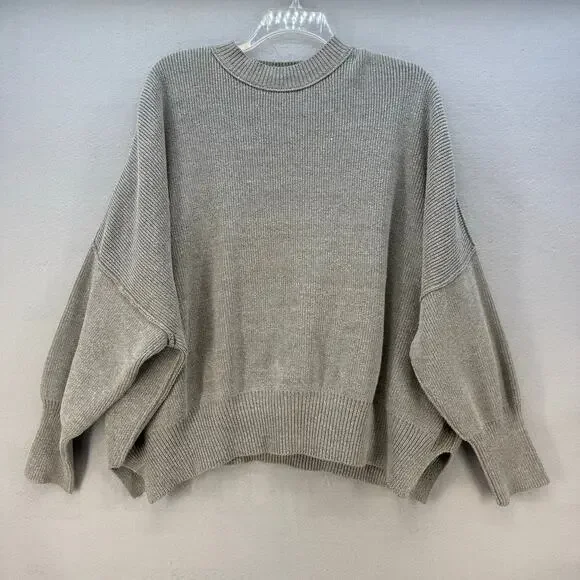 Free People Sweater Women's M Grey Easy Street Oversized Tunic Winter Cozy - Picture 1 of 10